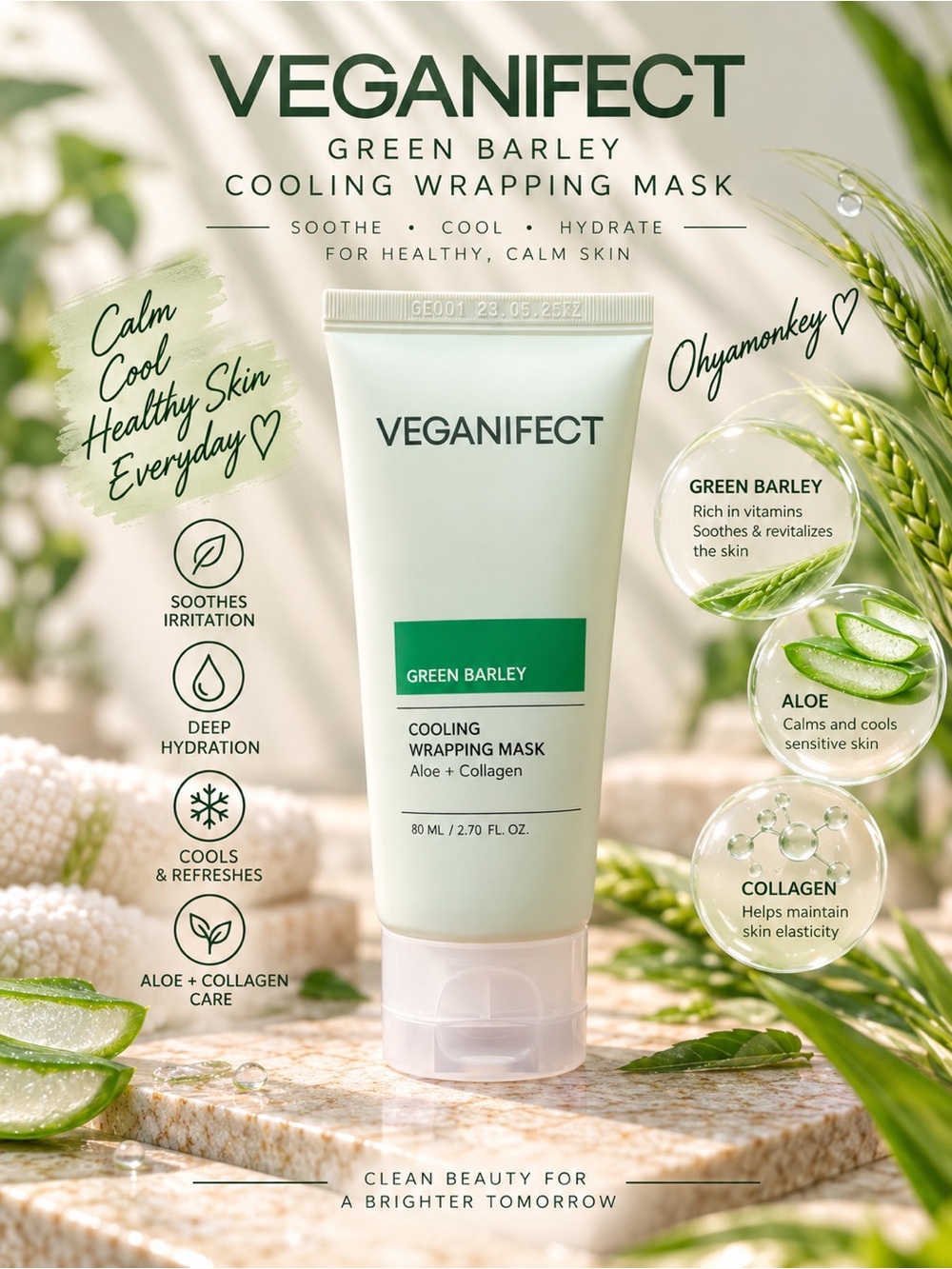 Veganifect Green Barley Cooling Wrapping Mask
